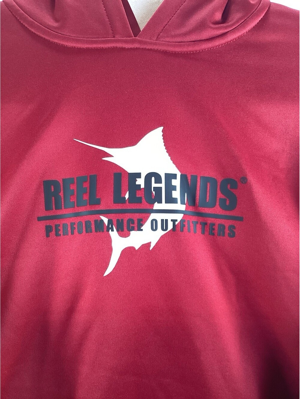 REEL LEGENDS Men’s Maroon Hoodie Medium -3rd Beer Pocket!